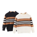 Pull rayé pour enfants avec col rond Manches longues Polyester Acétate Rayures colorées Pull tricoté automnal et hivernal pour garçons 8