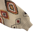 Pull rétro pour enfants avec motif à carreaux colorés Beige manteau en tricot épais Style vintage Pull chaud pour garçons et filles Nylon 5