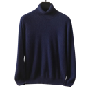 Pullover de homem em caxemira com mangas longas e gola alta Pullover peludo de uma só cor Roupa de inverno elegante Pullover quente Várias cores 7