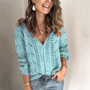 Pullover de malha feminino com botões G206 4