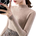 Pullover de malha feminino com gola alta em algodão e acrílico Pullover quente de manga longa Tamanho universal para outono e inverno 14