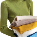 Pullover de malha feminino com gola alta em algodão e acrílico Pullover quente de manga longa Tamanho universal para outono e inverno 4