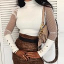 Pullover feminino com mangas transparentes G345 1