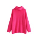 Pullover feminino largo com gola alta 2