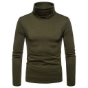 Pullover masculino de manga longa com gola alta Slim fit Pullover de malha de uma só cor Roupa de moda elegante Pullover de outono e inverno Poliéster 7