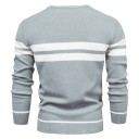 Pullover masculino de manga longa com gola alta Slim pullover de malha com decote em V Liso com 3 riscas brancas Quente Poliéster Algodão Várias cores 7