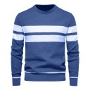 Pullover masculino de manga longa com gola alta Slim pullover de malha com decote em V Liso com 3 riscas brancas Quente Poliéster Algodão Várias cores 3