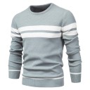 Pullover masculino de manga longa com gola alta Slim pullover de malha com decote em V Liso com 3 riscas brancas Quente Poliéster Algodão Várias cores 2