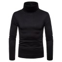 Pulover bărbătesc cu mânecă lungă și guler înalt Slim fit Pulover tricotat într-o singură culoare Îmbrăcăminte elegantă de modă 2