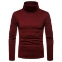 Pulover bărbătesc cu mânecă lungă și guler înalt Slim fit Pulover tricotat într-o singură culoare Îmbrăcăminte elegantă de modă Pulover de toamnă iarnă Poliester 5