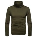 Pulover bărbătesc cu mânecă lungă și guler înalt Slim fit Pulover tricotat într-o singură culoare Îmbrăcăminte elegantă de modă Pulover de toamnă iarnă Poliester 4