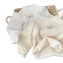 Pulover de iarnă pentru fetițe, călduros, tricotat, top îngroșat cu mâneci bufante și broderie florală. Cămașă elegantă pentru copii 12