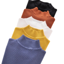 Pulôver de malha feminino com gola alta em algodão e acrílico Pulôver de cor única com mangas longas Tamanho universal para outono e inverno 4