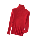 Pulôver feminino de malha com gola alta em algodão e poliéster Sweater elegante de uma só cor com mangas longas Tamanho universal para outono e inverno 7