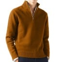 Pulover pentru bărbați cu guler înalt și fermoar pe jumătate Pulover tricotat cu decolteu în V Pulover elegant pentru toamnă-iarnă Diverse culori 4