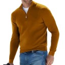 Pulover pentru bărbați cu mânecă lungă Pulover tricotat uni cu fermoar pe jumătate Decolteu în V Pulover elegant Diverse culori 4