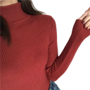 Pulover pentru femei cu guler înalt din bumbac și acril Pulover elegant tricotat cu un singur colorit și mâneci lungi Mărime universală pentru toamnă și iarnă 8