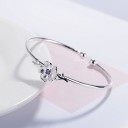 Pulseira aberta feminina com flor H113 1