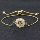 Pulseira ajustável feminina com letra 22