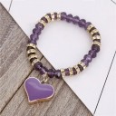 Pulseira de contas feminina com coração H351 7