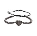 Pulseira de cordão para senhora com contas e coração 3