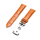 Pulseira de couro genuíno de 24 mm em pele de vitela Pulseira de substituição castanha com fecho borboleta em aço inoxidável Conjunto completo com ferramenta e barras de mola 3