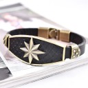 Pulseira de couro masculina com estrela 4