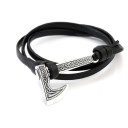 Pulseira de couro masculina com machado 2