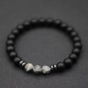 Pulseira de pedra 19,5 cm 8 mm contas ónix negro aparência hematite e pedra colorida pulseira elástica unissexo 8