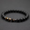 Pulseira de pedra 19,5 cm 8 mm contas ónix negro aparência hematite e pedra colorida pulseira elástica unissexo 9