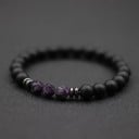 Pulseira de pedra 19,5 cm 8 mm contas ónix negro aparência hematite e pedra colorida pulseira elástica unissexo 10