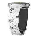 Pulseira de silicone gravada para Samsung Galaxy Watch 6 Classic 43 mm Design floral gravado bicolor Pulseira desportiva confortável 6