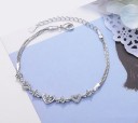 Pulseira feminina brilhante em forma de coração com pedras 3