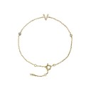 Pulseira feminina com letra e pedras V