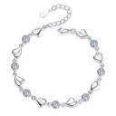 Pulseira feminina coração e pedras H76 6