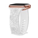 Pulseira gravada com flores 42 44 45 46 49 mm para Apple Watch Series 1–10 SE SE2 Ultra Pulseira de silicone com motivo de grandes 2