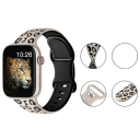 Pulseira gravada de 42 mm para Apple Watch Series 10 Pulseira de silicone com padrão de leopardo Tamanho ajustável Silicone premium ajuste confortável 2