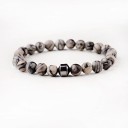 Pulseira masculina de contas com hematite 12