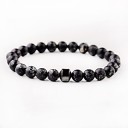 Pulseira masculina de contas com hematite 18