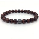 Pulseira masculina de contas com hematite 21
