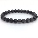 Pulseira masculina de contas com hematite 6