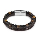 Pulseira masculina de várias camadas com contas 4