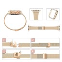 Pulseira metálica de aço inoxidável com caixa e pedras para Apple Watch Series 4 5 6 SE 44 mm Pulseira elegante e resistente com proteção 2