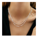 Pulsera Brillante 18+5 cm y Collar 45+5 cm Plata 925 Conjunto Delicado a Juego para Mujeres Uso Diario Boda Fiesta Joyería Elegante 2