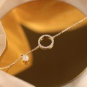 Pulsera de cadena de mujer con anillo y perla 2