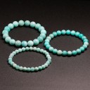 Pulsera de cuentas de imitación de amazonita Cuentas redondas pulidas en tono azul verdoso Joyería para el uso diario o como regalo 6