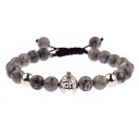 Pulsera de cuentas para hombre con casco 17