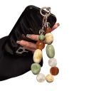 Pulsera de cuentas retro para teléfono cadena marrón verde beige para móvil cordón para llaves colgante para bolso para auriculares complemento 3