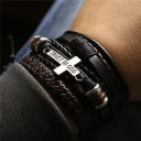 Pulsera de cuero para hombre 3 piezas 6
