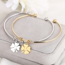 Pulsera de mujer abierta con trébol de cuatro hojas 1